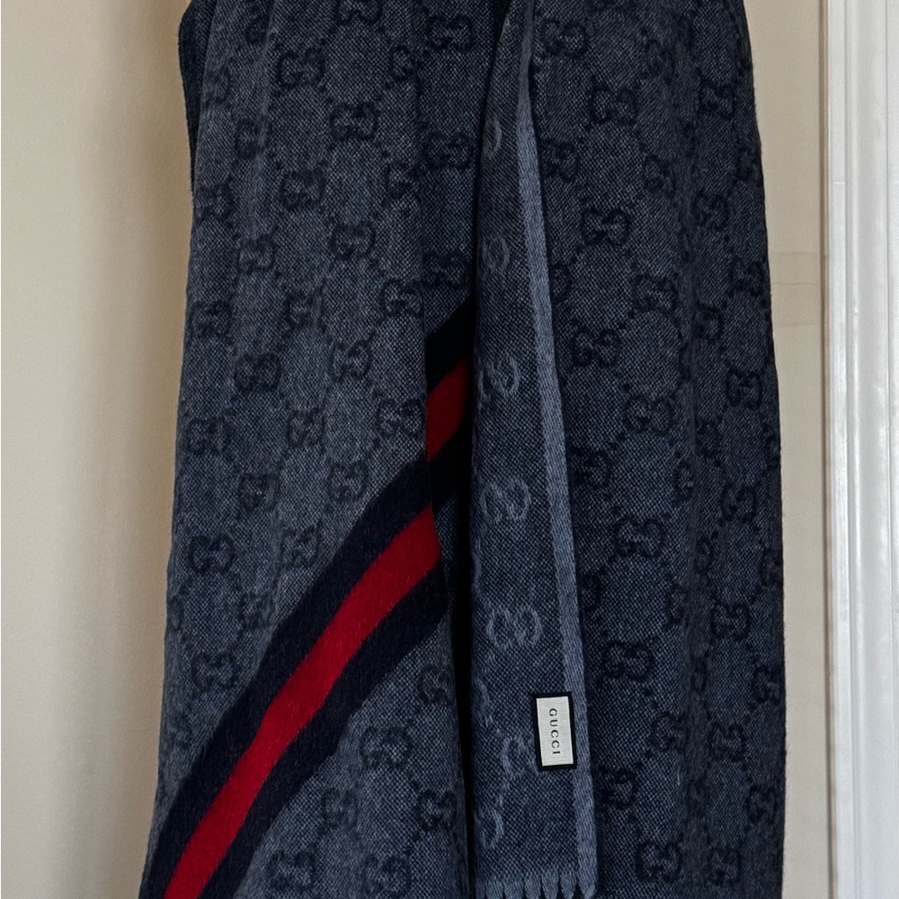 Gucci Navy and Crimson Signature Scarf